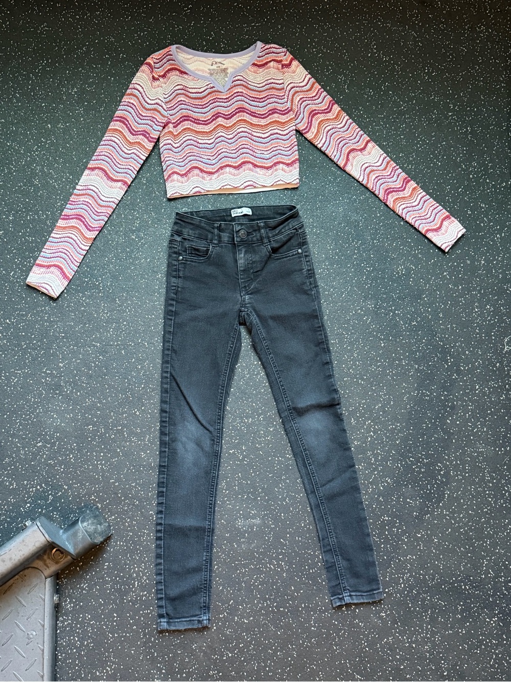 Girls Art Class Size 8 Top & Epic Threads Size 7 Black Slim Jeans Outfit Set